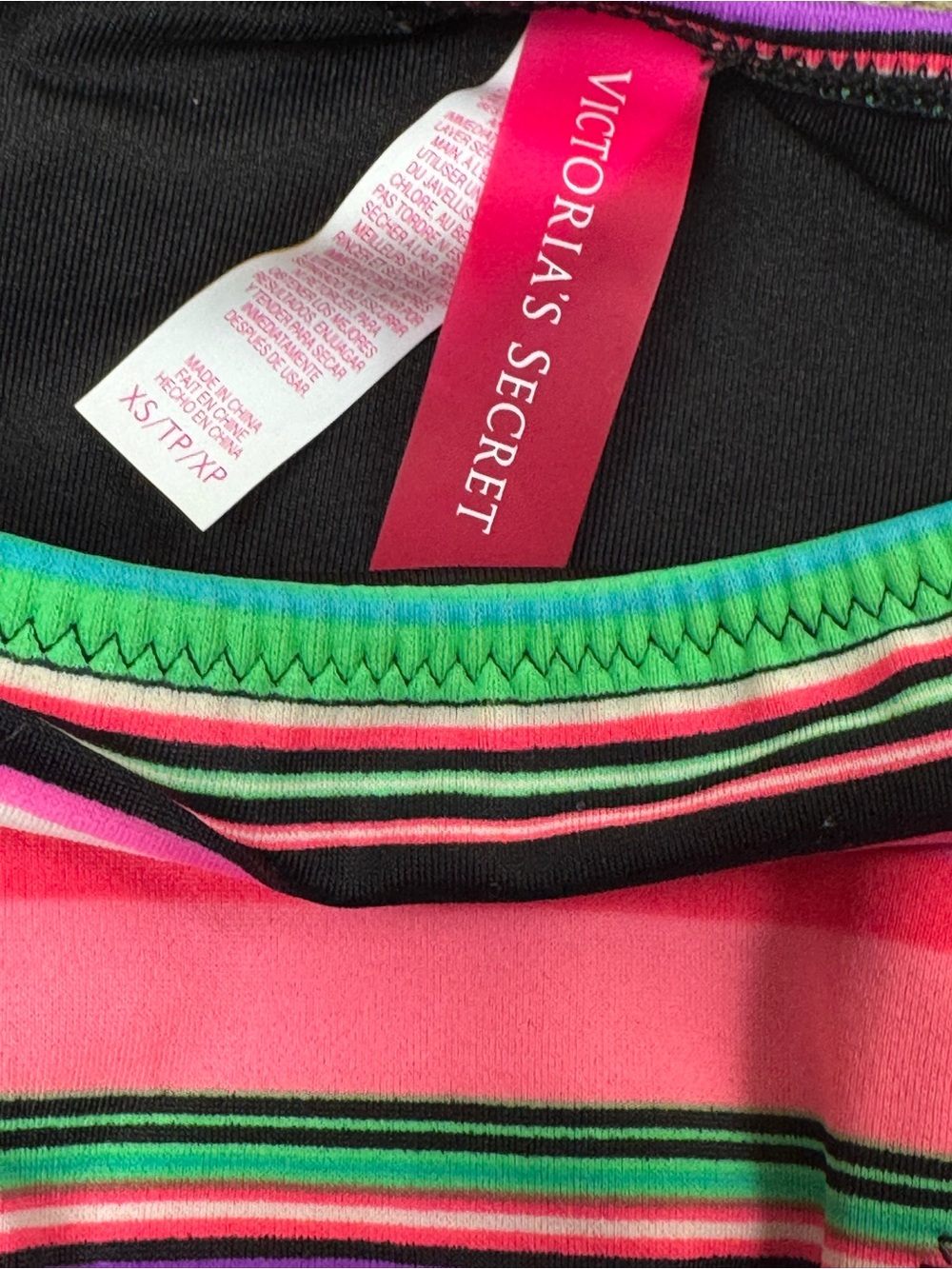 Victoria's Secret Multicolor Pink Purple Striped Bikini Set Top Small Bottom XS - Picture 8 of 10